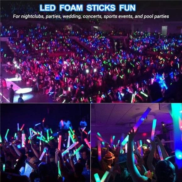 30 Pieces Led Foam Sticks-Flashing Glow Sticks Party Supplies LightUp Baton Wand - Picture 4 of 6